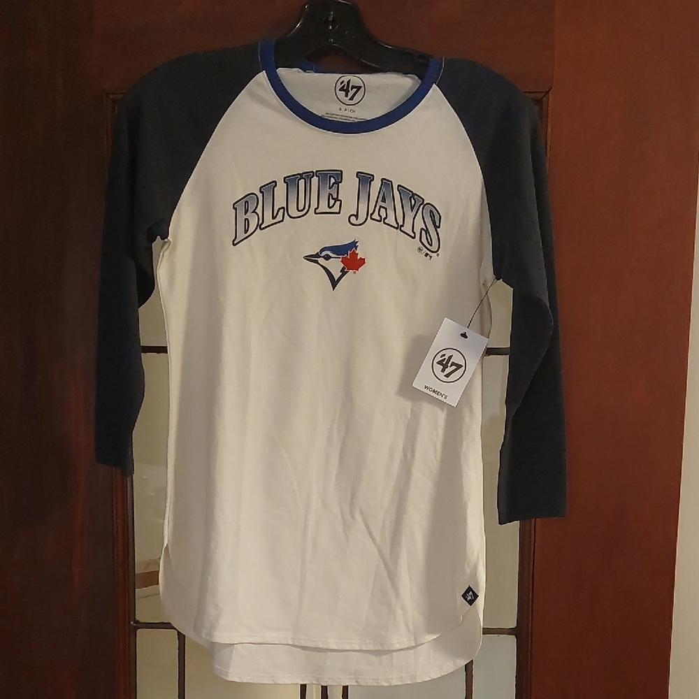 47 Blue Jays Raglan Tee with Black Sleeves
